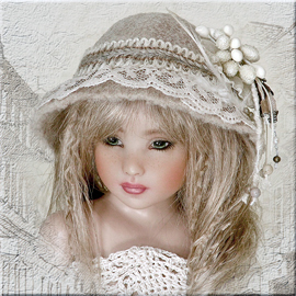 14" Kish-Waterfall Fantasy Wren felt doll hat